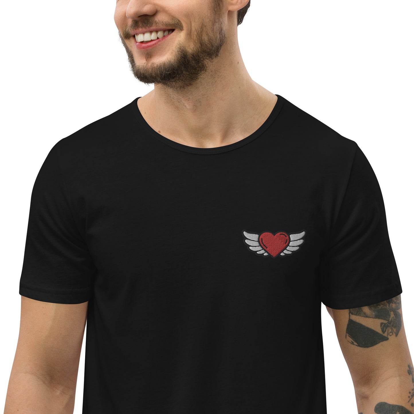 Men's Curved Hem T-Shirt Embroidery