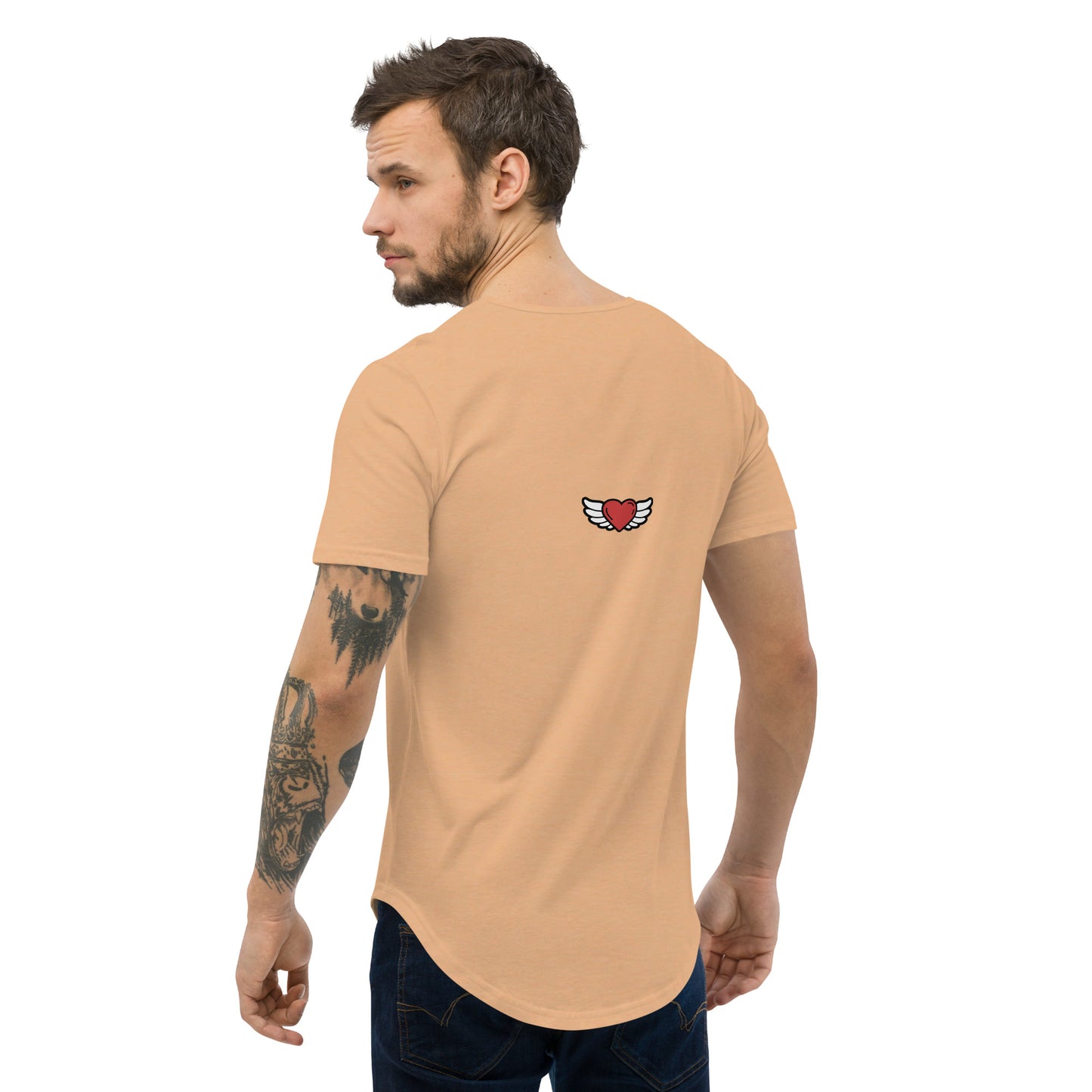 Men's Curved Hem T-Shirt Embroidery