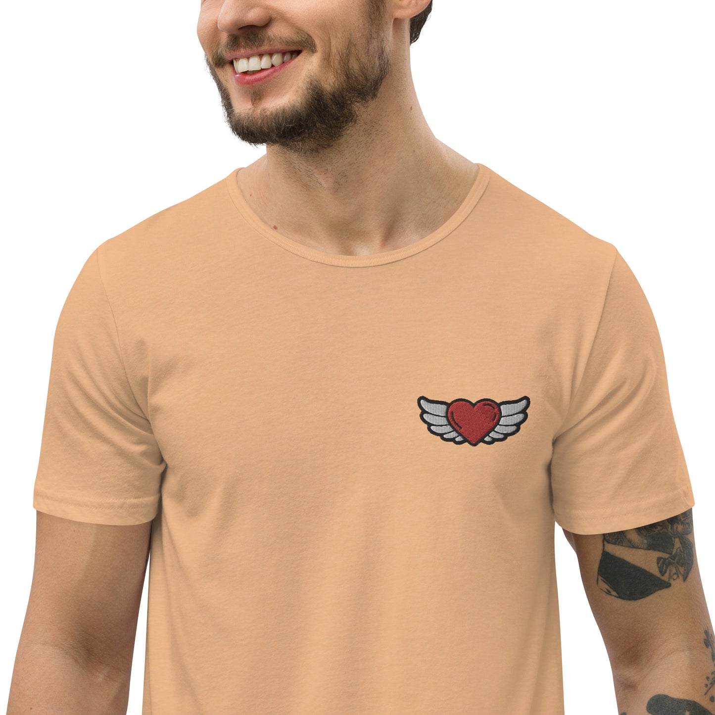 Men's Curved Hem T-Shirt Embroidery