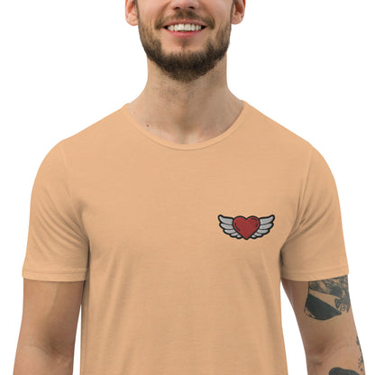 Men's Curved Hem T-Shirt Embroidery