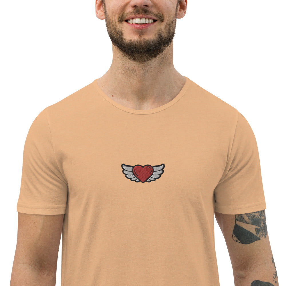 Men's Curved Hem T-Shirt Embroidery