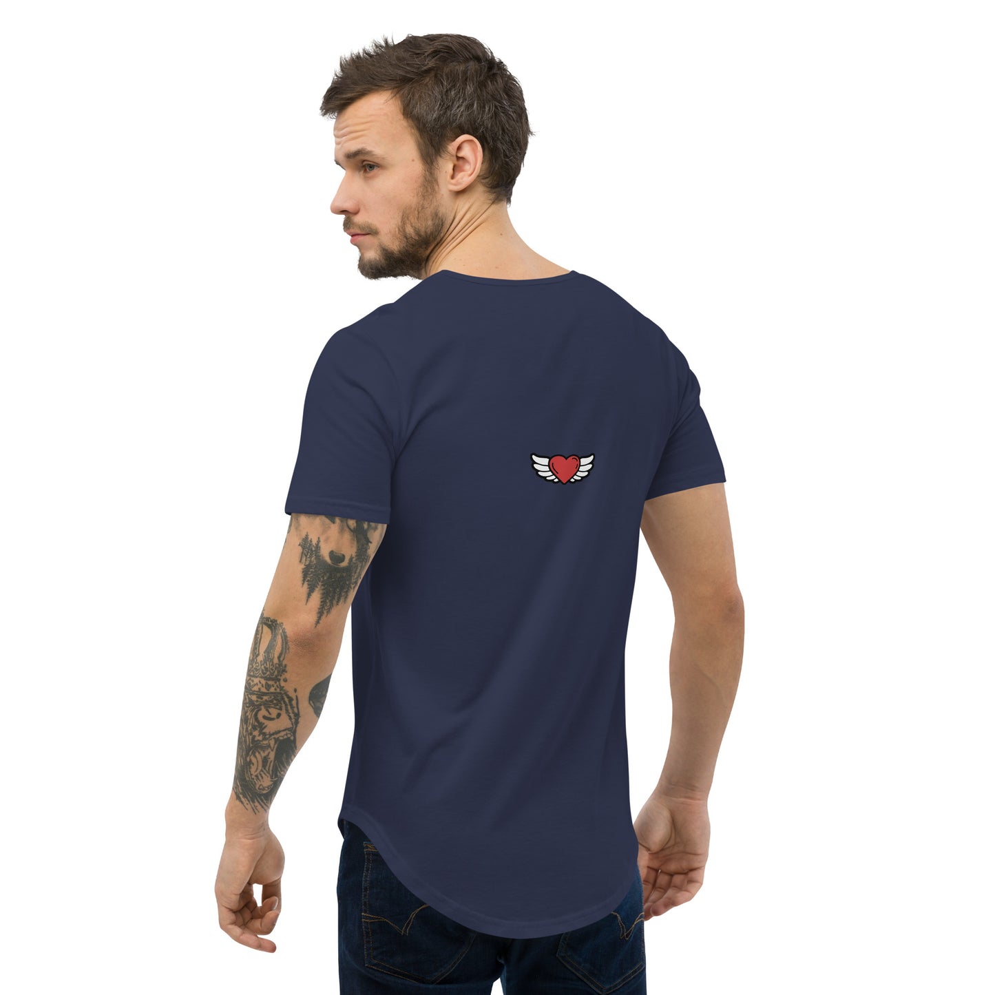 Men's Curved Hem T-Shirt Embroidery