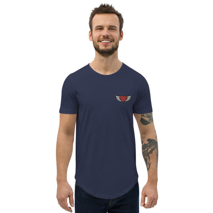 Men's Curved Hem T-Shirt Embroidery