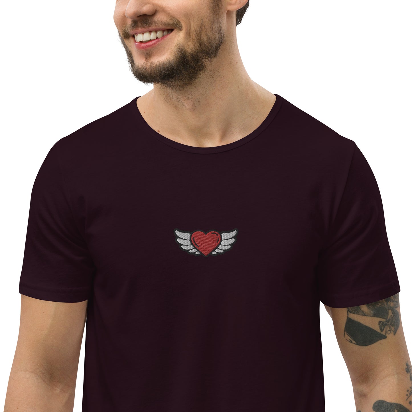 Men's Curved Hem T-Shirt Embroidery