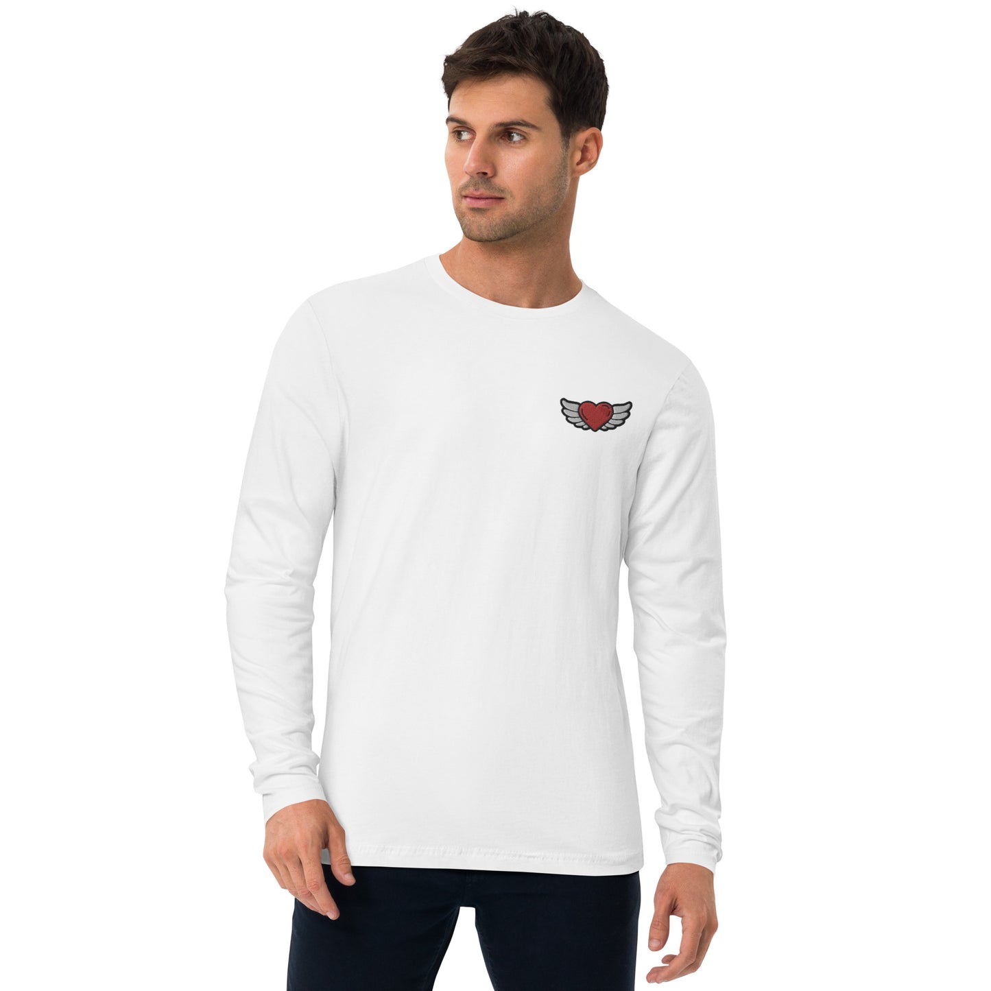 Long Sleeve Fitted Crew Embroidery