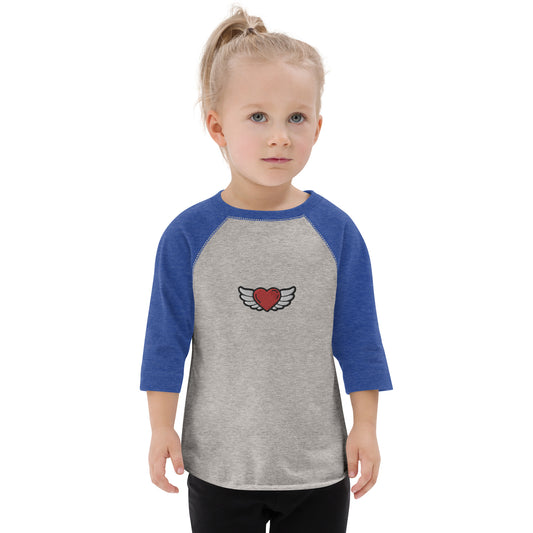 Toddler baseball shirt 3/4 sleeve- Embroidery center front