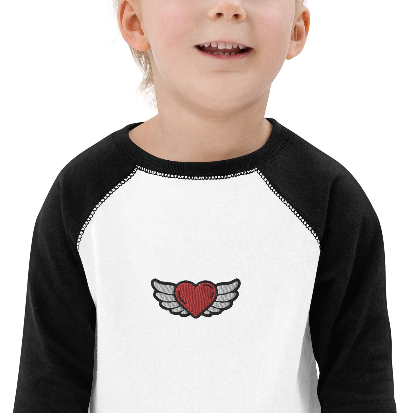 Toddler baseball shirt 3/4 sleeve- Embroidery center front