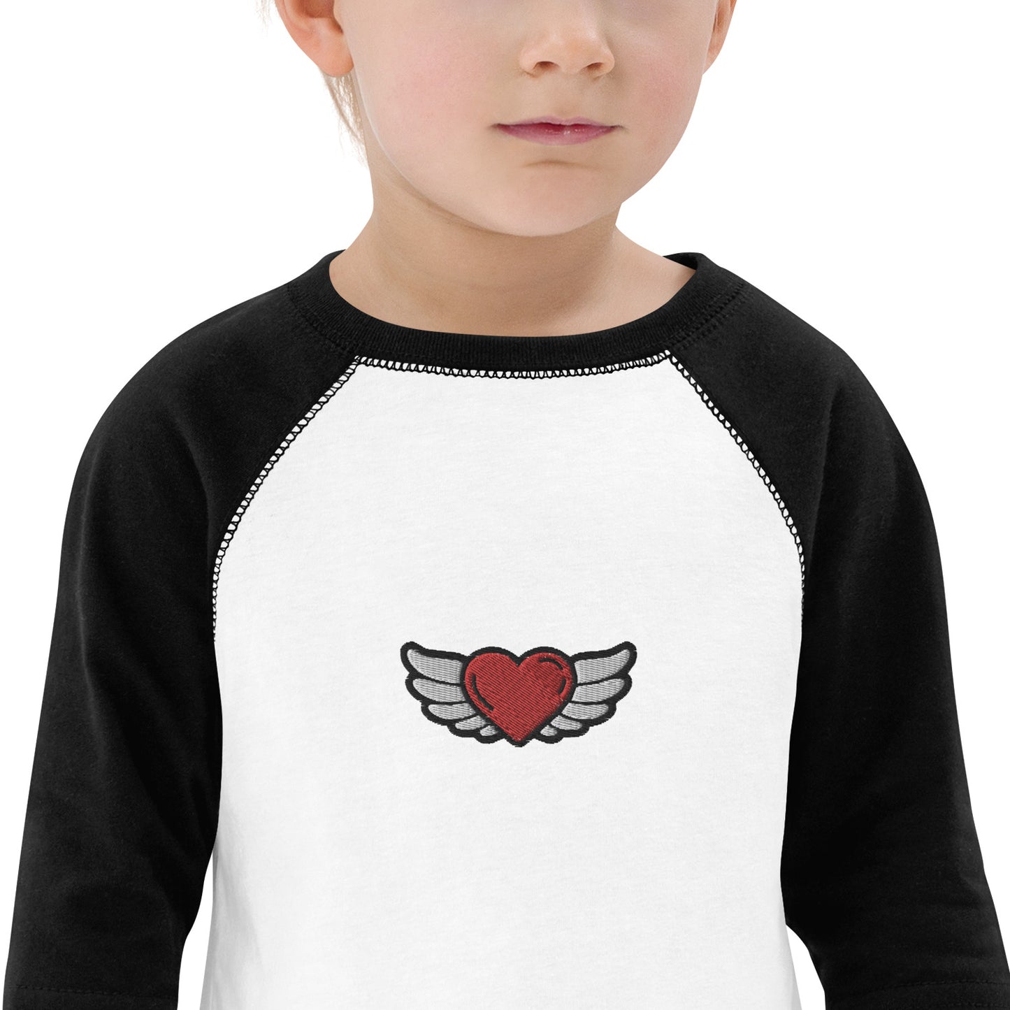 Toddler baseball shirt 3/4 sleeve- Embroidery center front