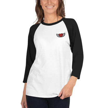 3/4 sleeve raglan shirt Embroidery