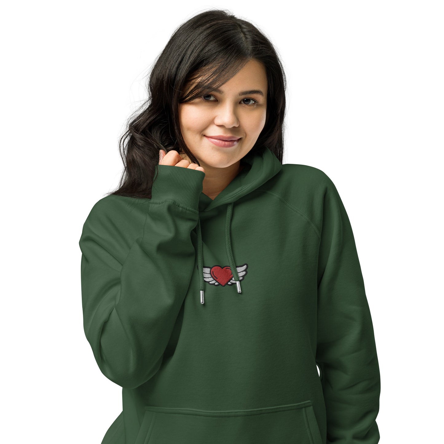 Unisex eco raglan hoodie Embroidery