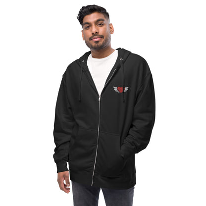 Unisex fleece zip up hoodie Embroidery