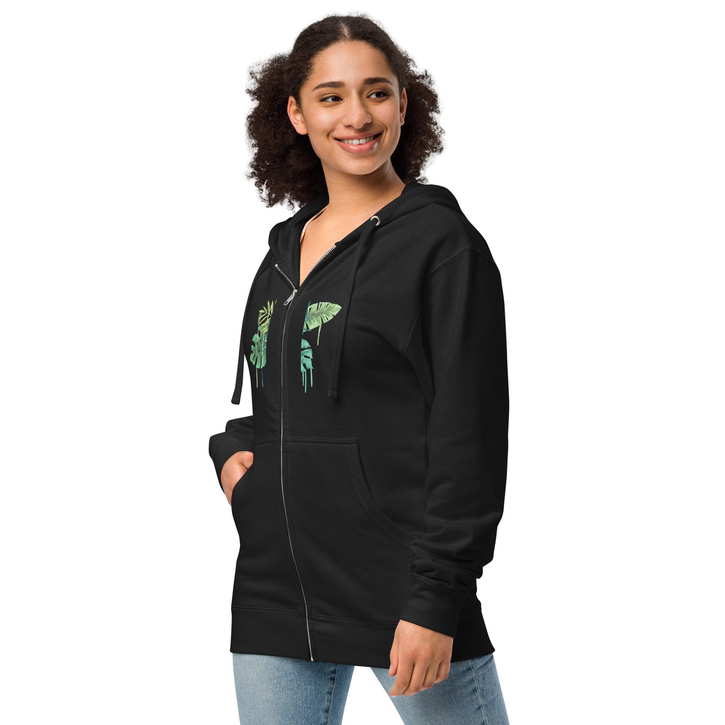 Unisex fleece zip up hoodie