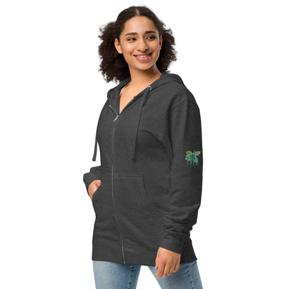 Unisex fleece zip up hoodie