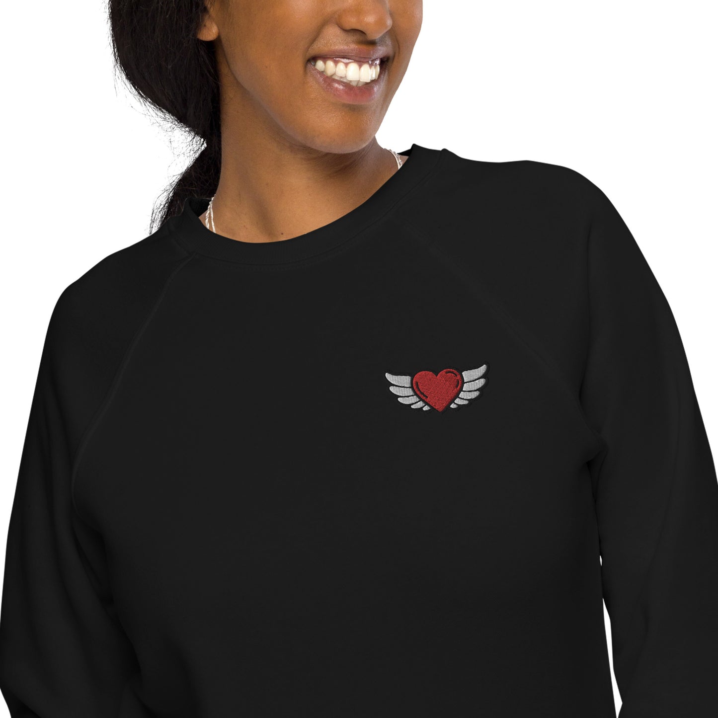 Unisex organic raglan sweatshirt Embroidery