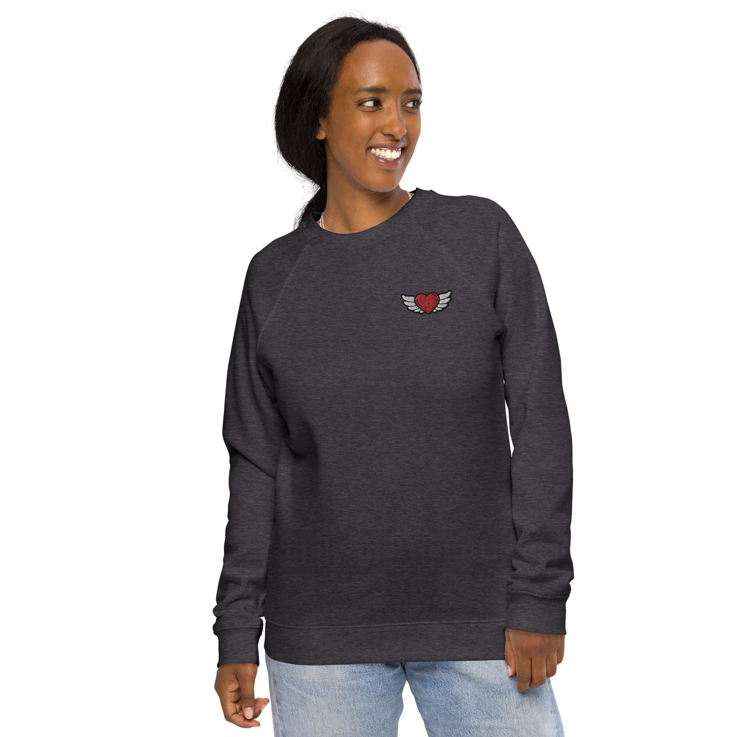 Unisex organic raglan sweatshirt Embroidery