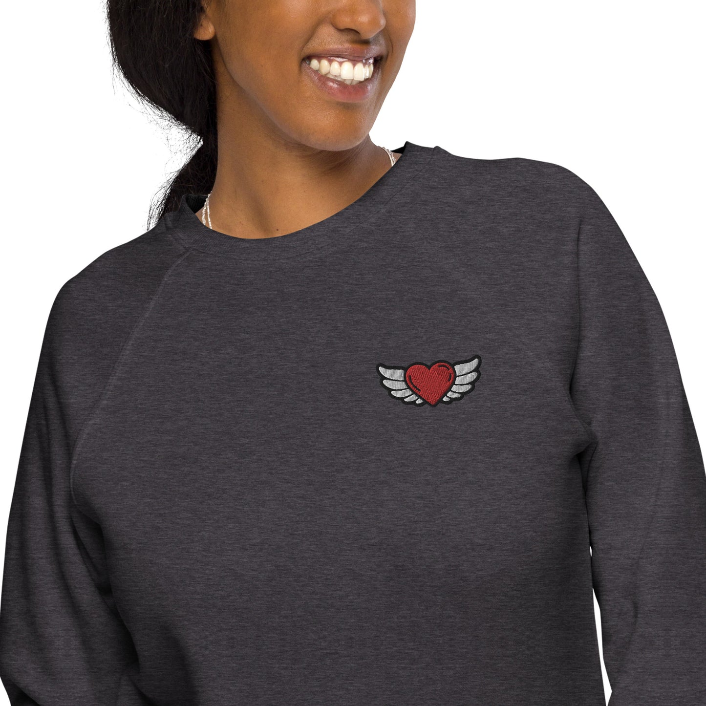 Unisex organic raglan sweatshirt Embroidery