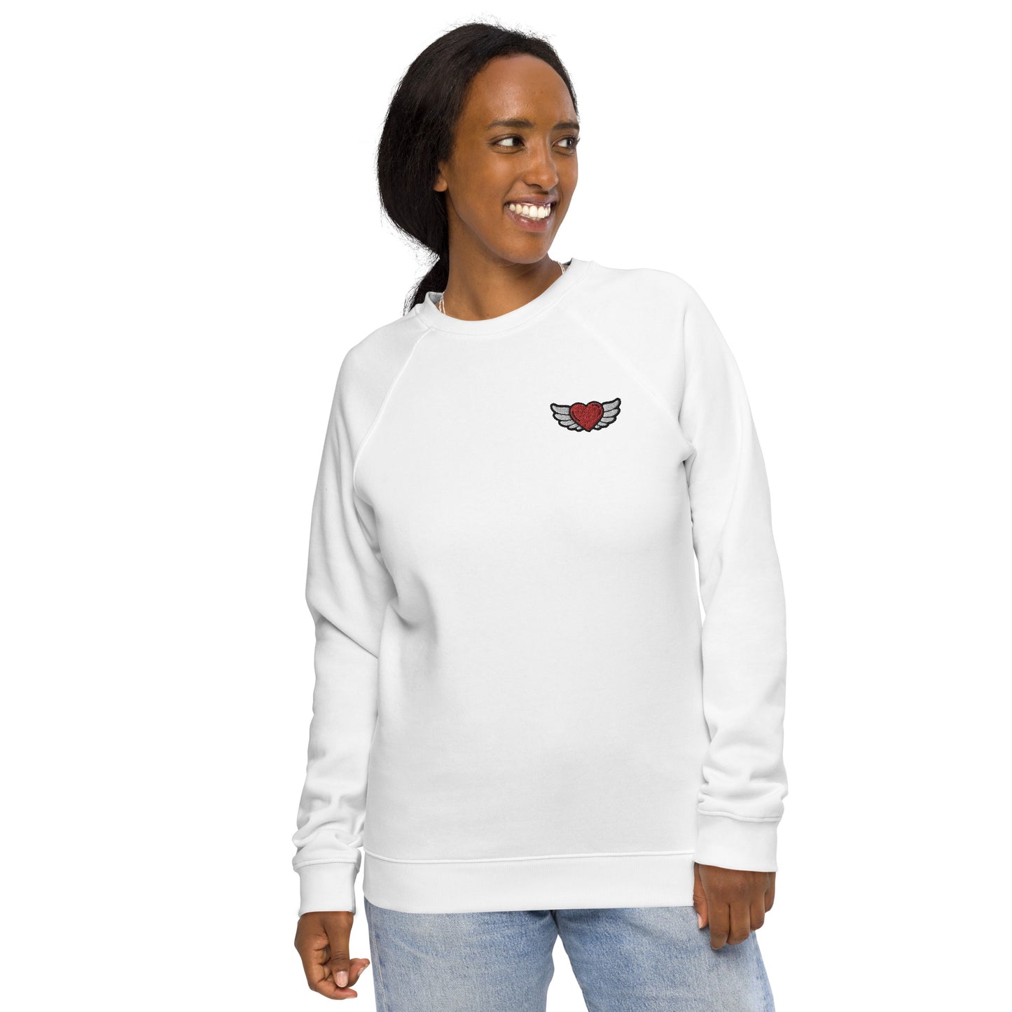 Unisex organic raglan sweatshirt Embroidery