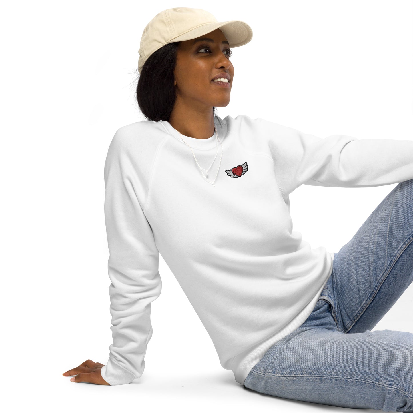 Unisex organic raglan sweatshirt Embroidery