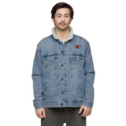 Unisex denim sherpa jacket Embroidery