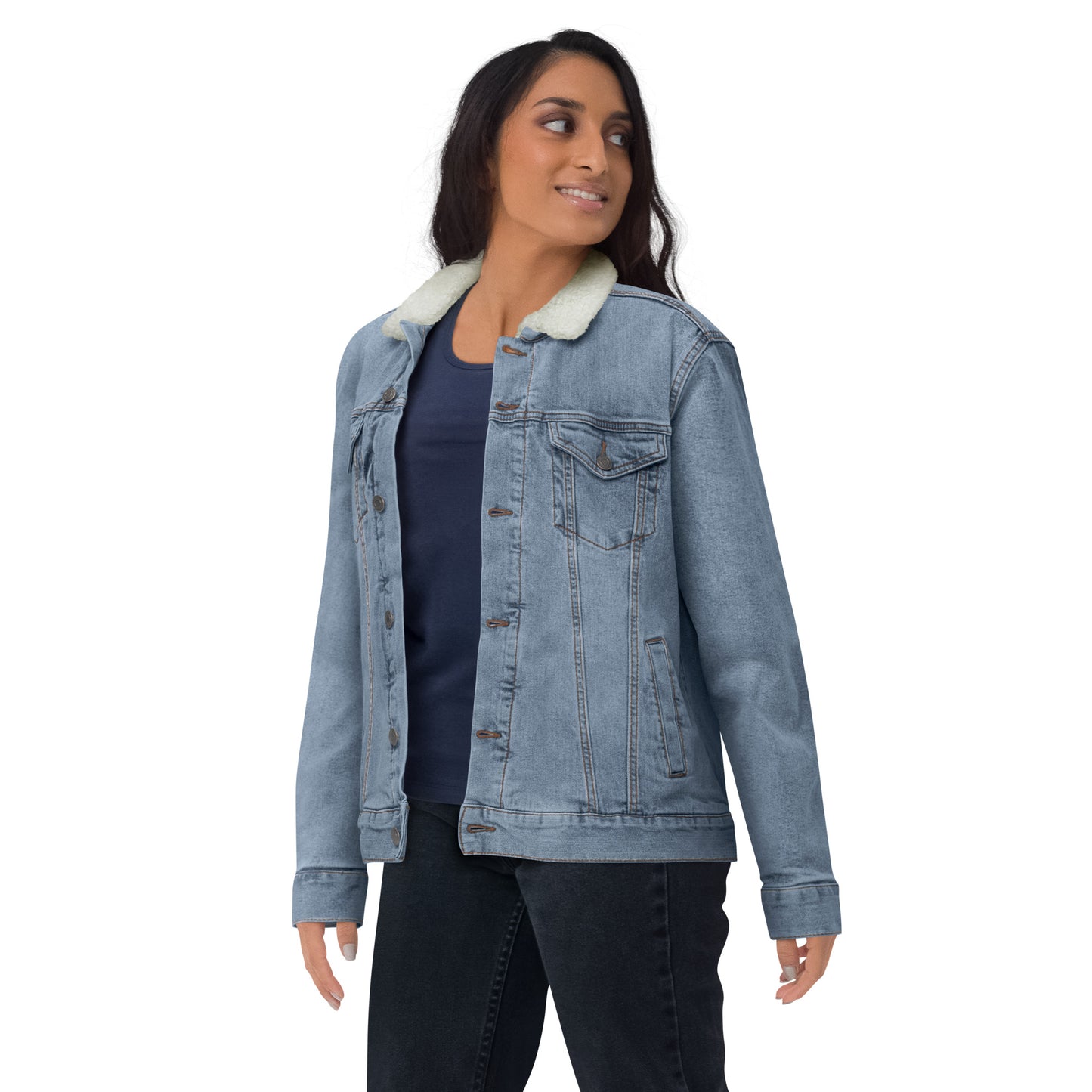 Unisex denim sherpa jacket Embroidery