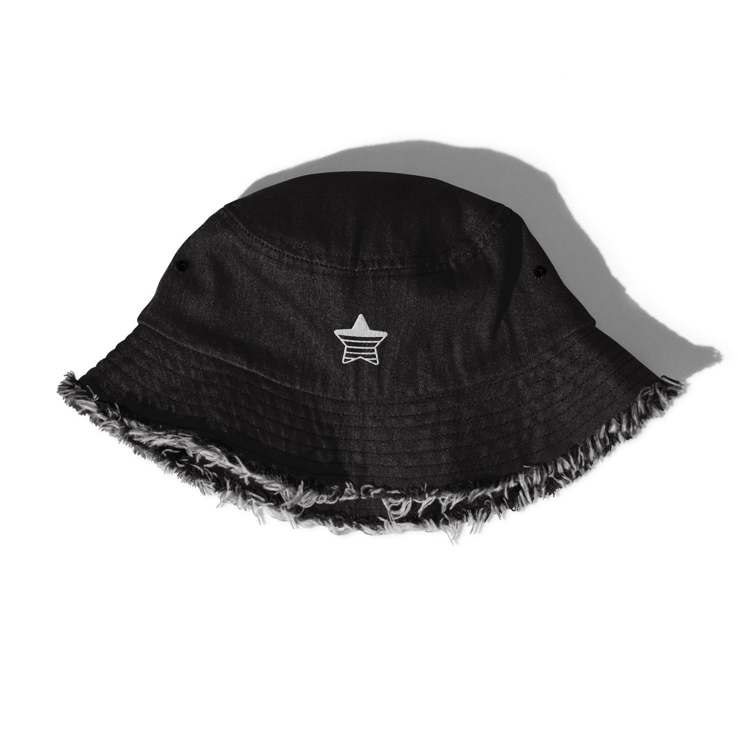 Distressed denim bucket hat (Embroidery)