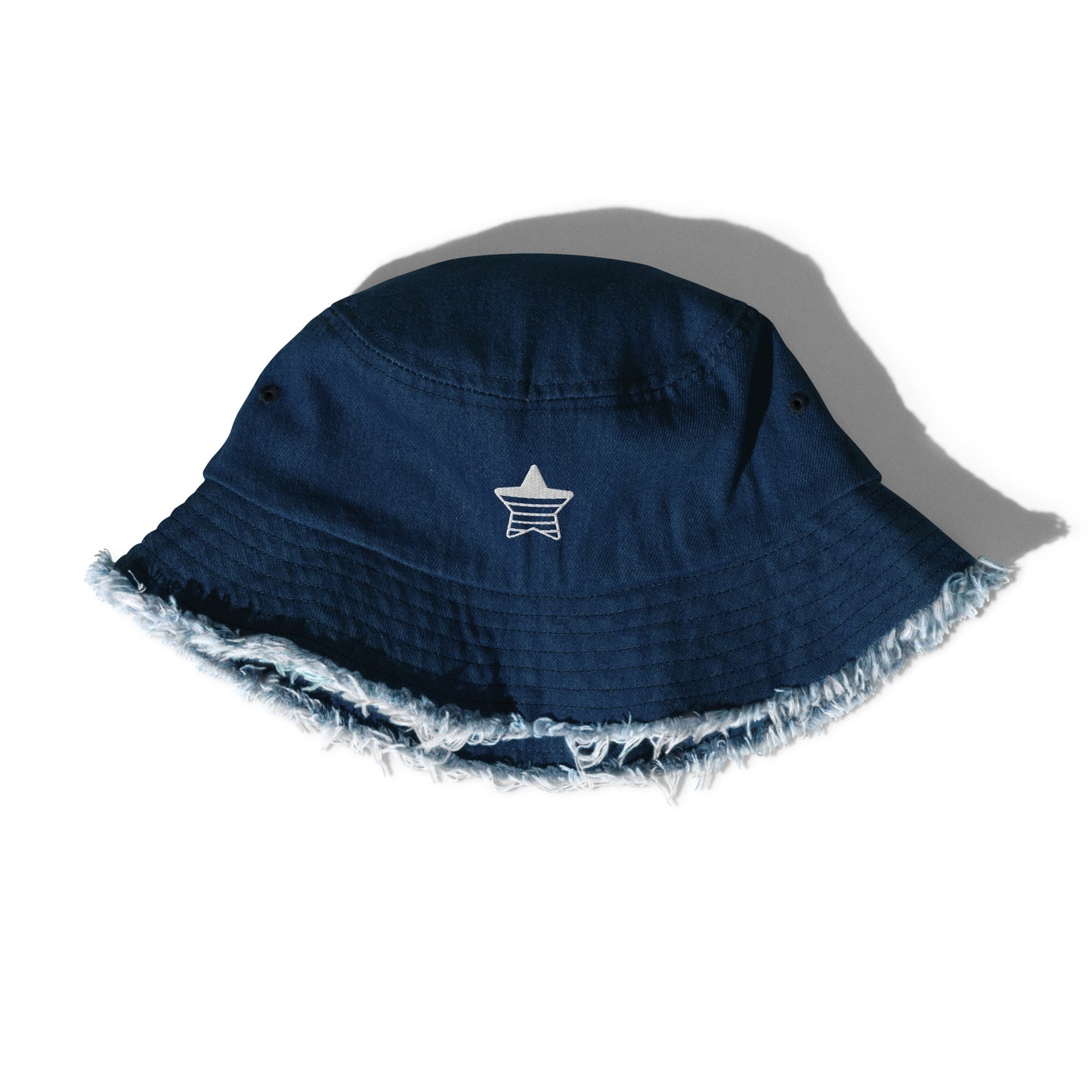 Distressed denim bucket hat (Embroidery)