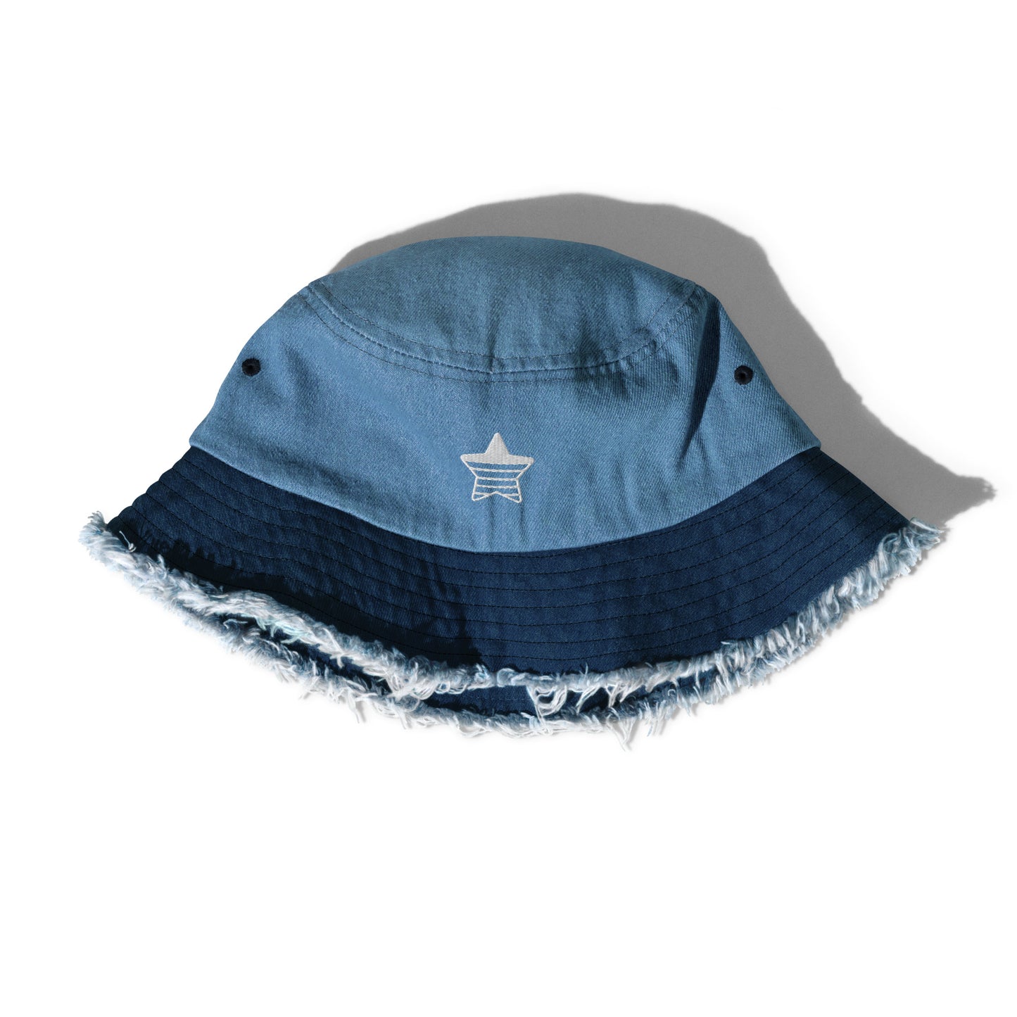 Distressed denim bucket hat (Embroidery)