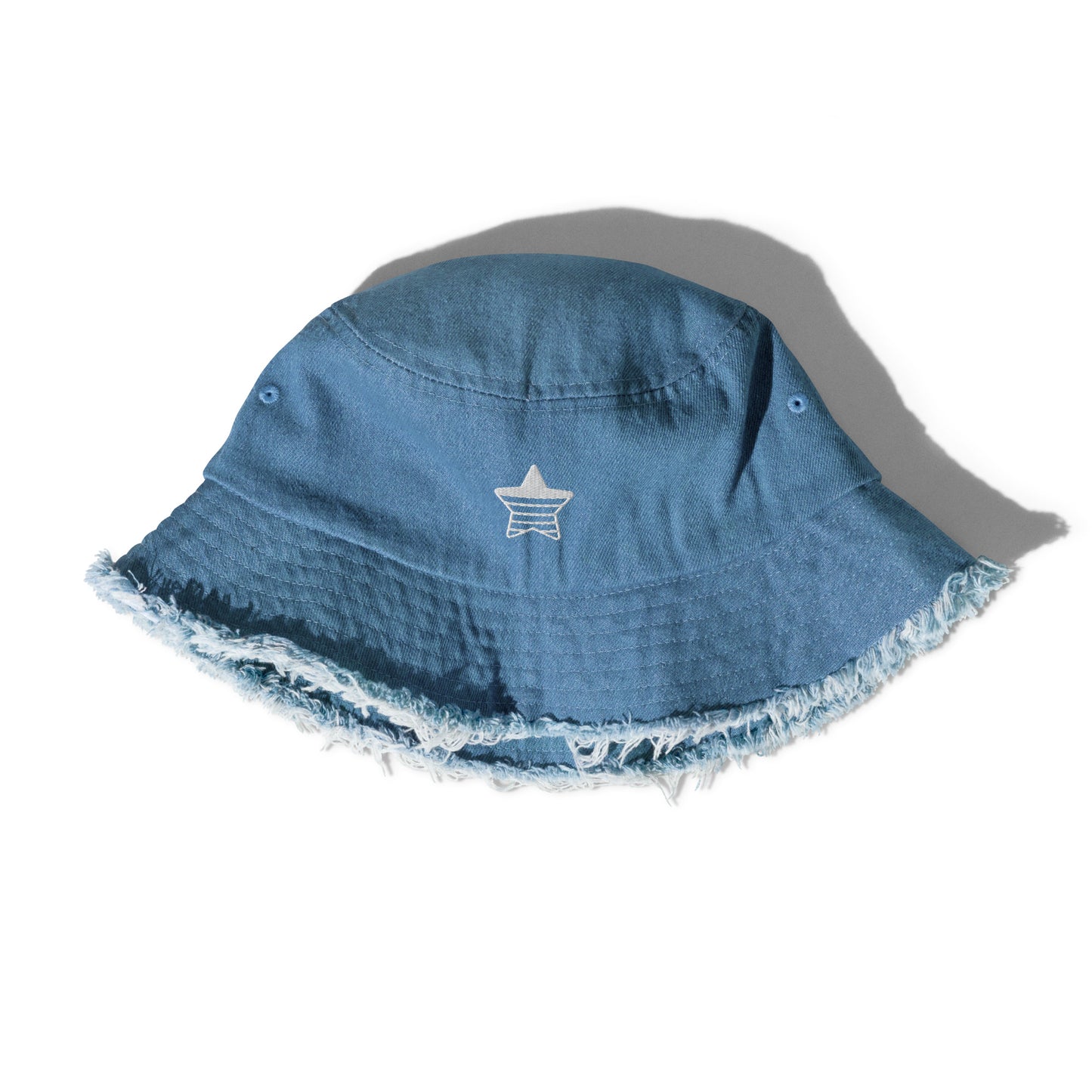 Distressed denim bucket hat (Embroidery)