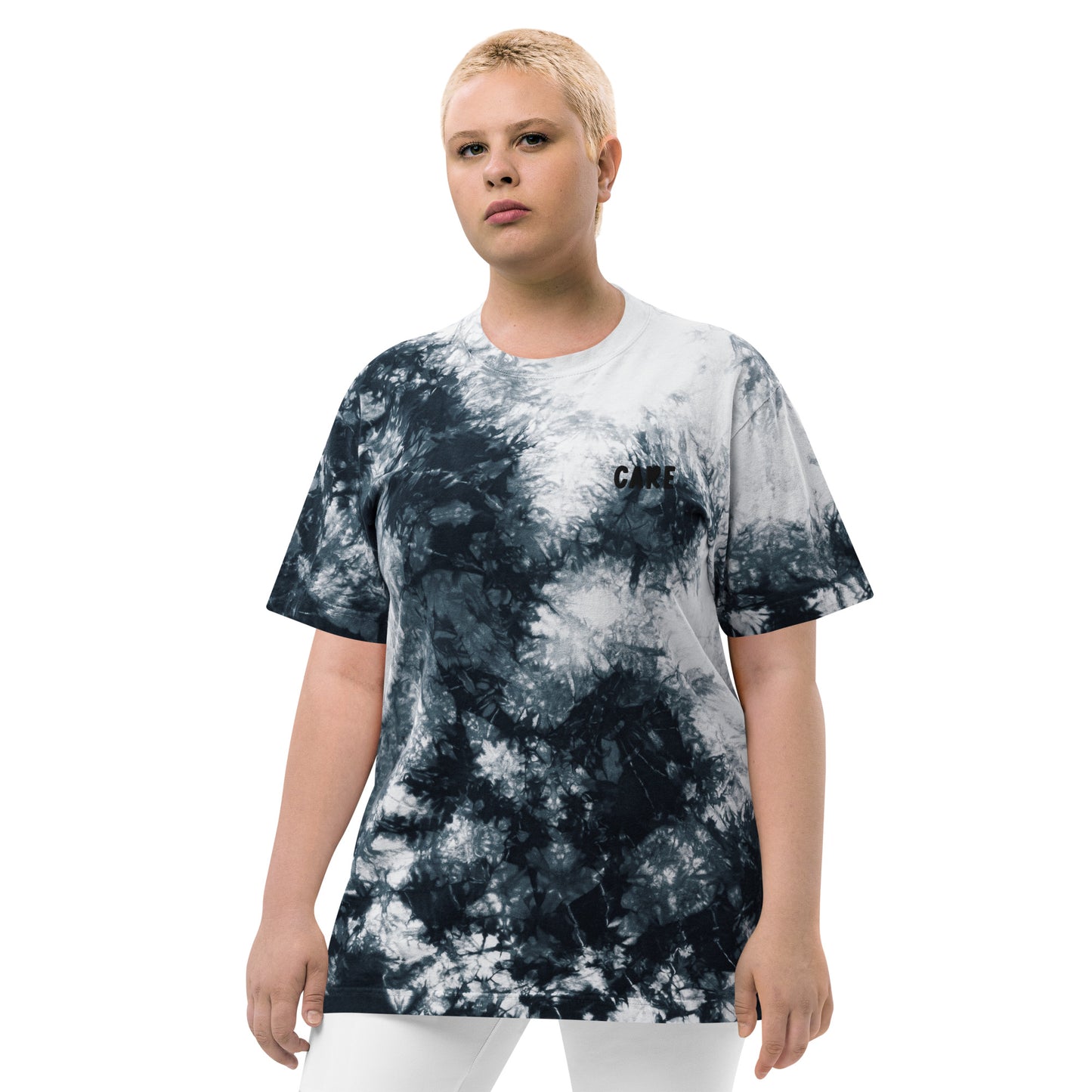 Oversized tie-dye t-shirt(Embroidery)