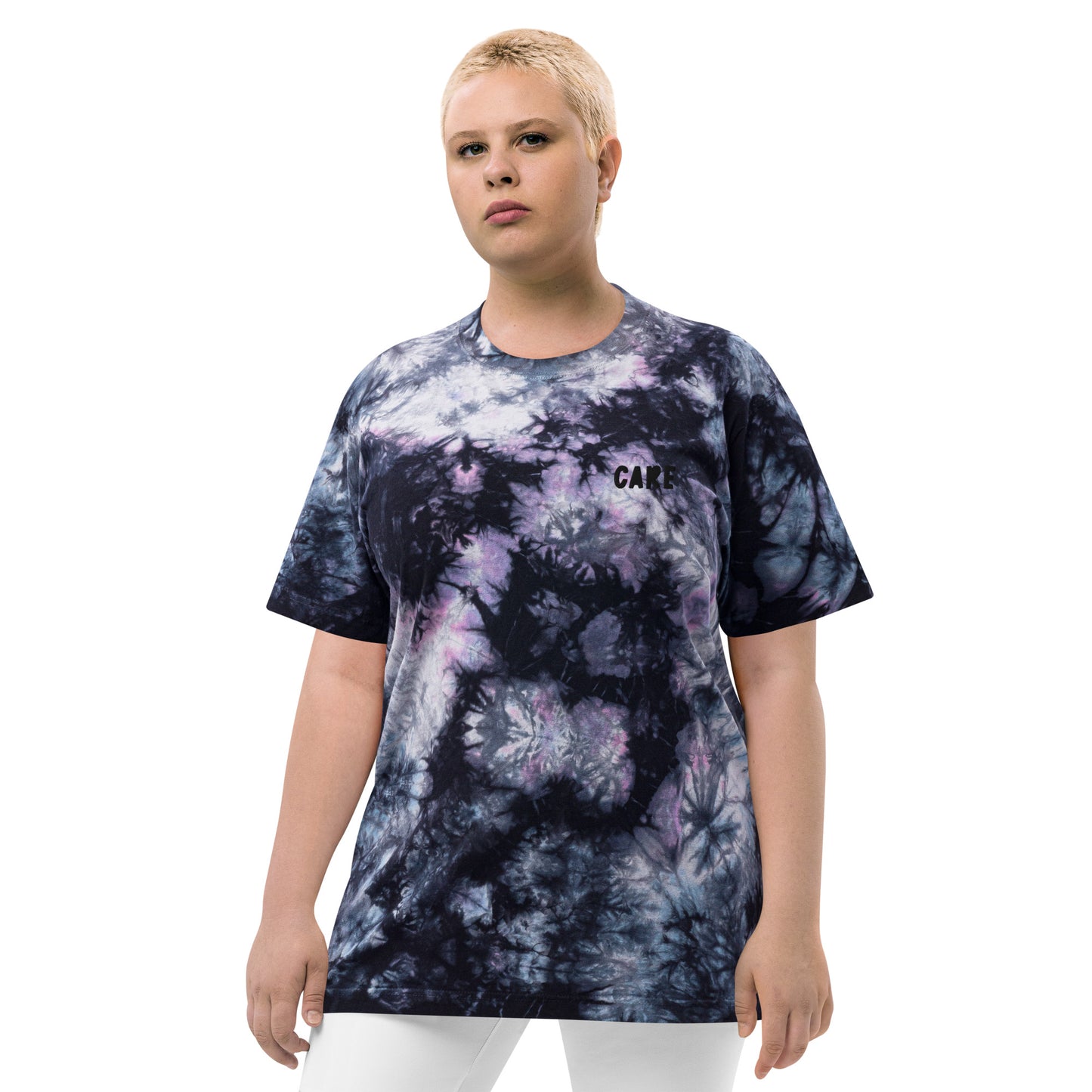 Oversized tie-dye t-shirt(Embroidery)