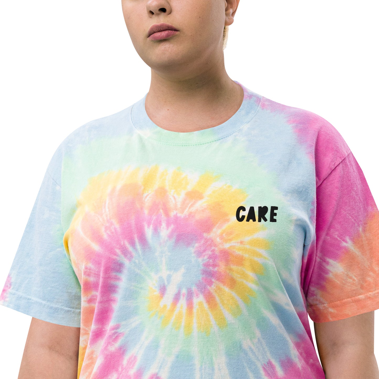 Oversized tie-dye t-shirt(Embroidery)