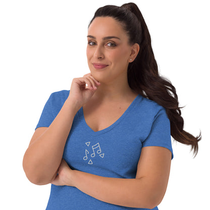 Women’s recycled v-neck t-shirt (Embroidery)